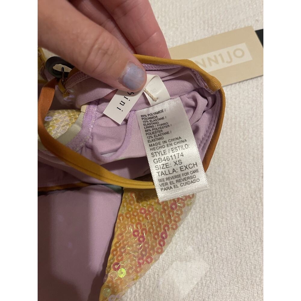 Gianni Bini X Dannijo Sequin Bikini Set XS High Waist Cheek Bottoms $216 Retail - Picture 4 of 4